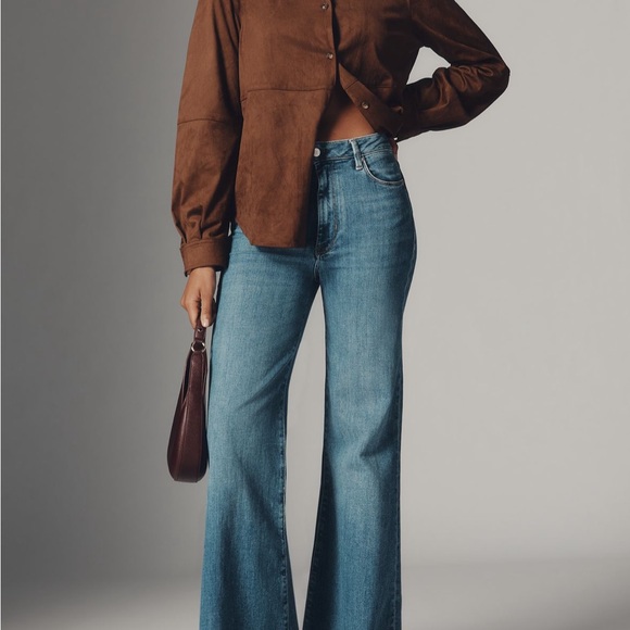 Anthro Pilcro The Robbie High Rise Flared Fray Jeans - Picture 2 of 10